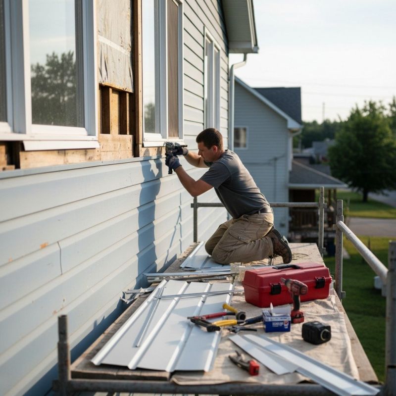 Our team working on Siding Service projects in Saint Albans, VT